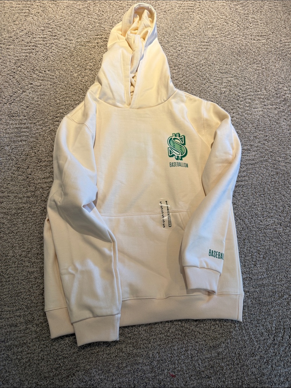 Youth Baseballism Cream Pullover Hoodie